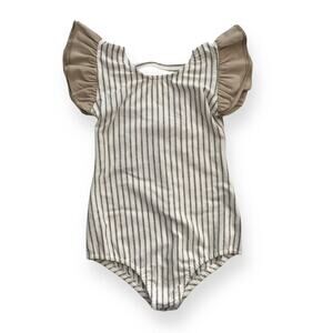 NWT Orcas Lucille Gray Stripe Flutter Sleeve Leo